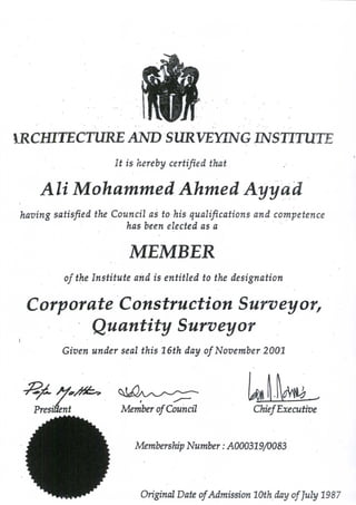Ali Ayyad attested certificates