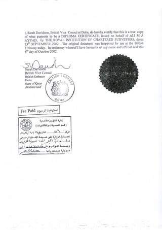 Ali Ayyad attested certificates