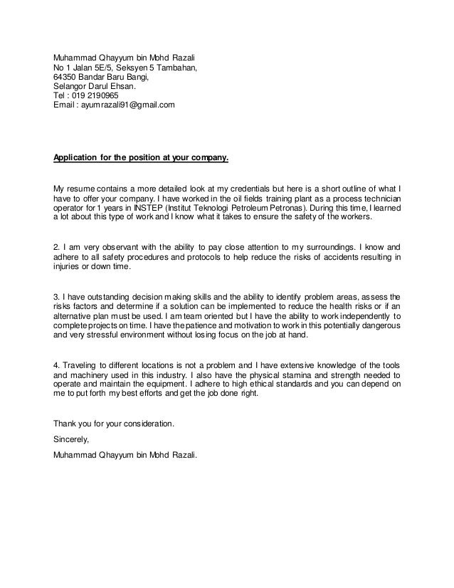 Cover Letter Ayum Cover Letter Ayum