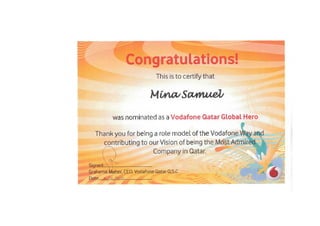 Certificate of VFQatar Global Hero
