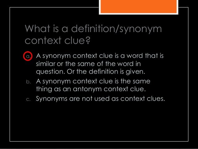 E R Week 1 Class 2 Context Clues