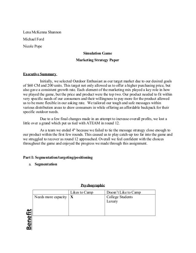Marketing management papers