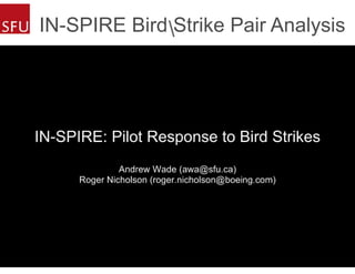IN-SPIRE Bird Strike Pair Analysis
 
