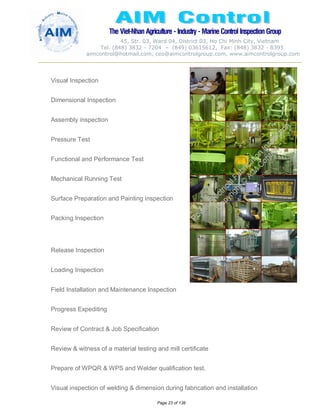 Aim Inspection AIM CONTROL BROCHURE & INSPECTION SURVEY ACTIVITIES DETAILS | PDF