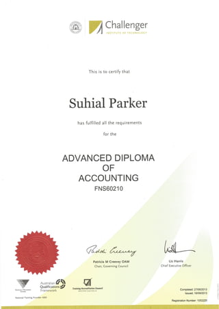 Advanced Diploma Cert.