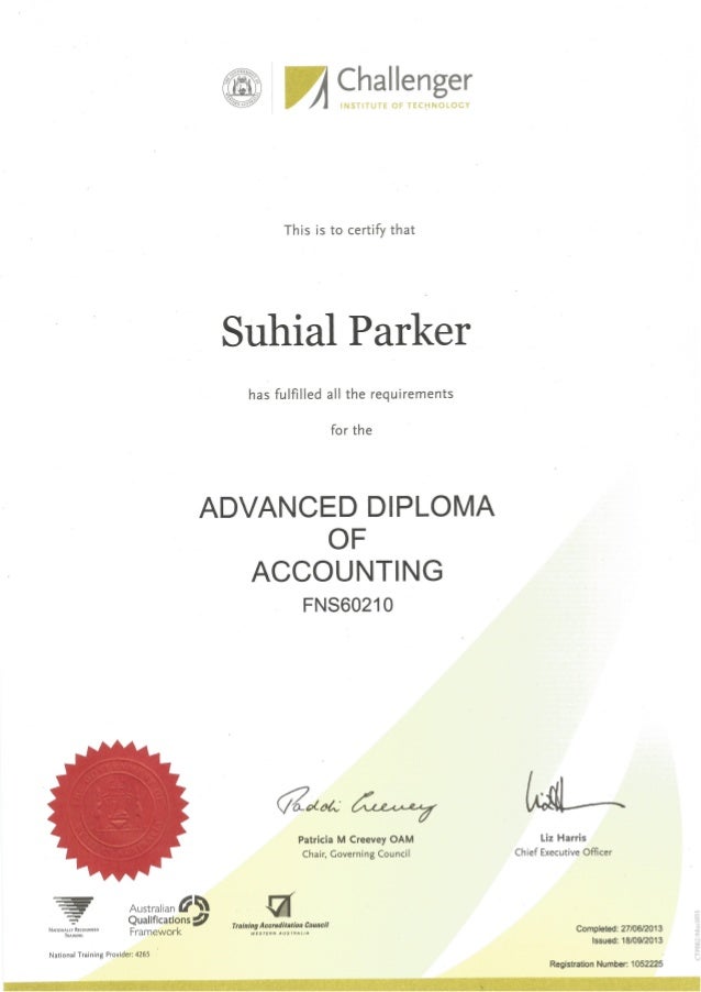 Advanced Diploma Cert.