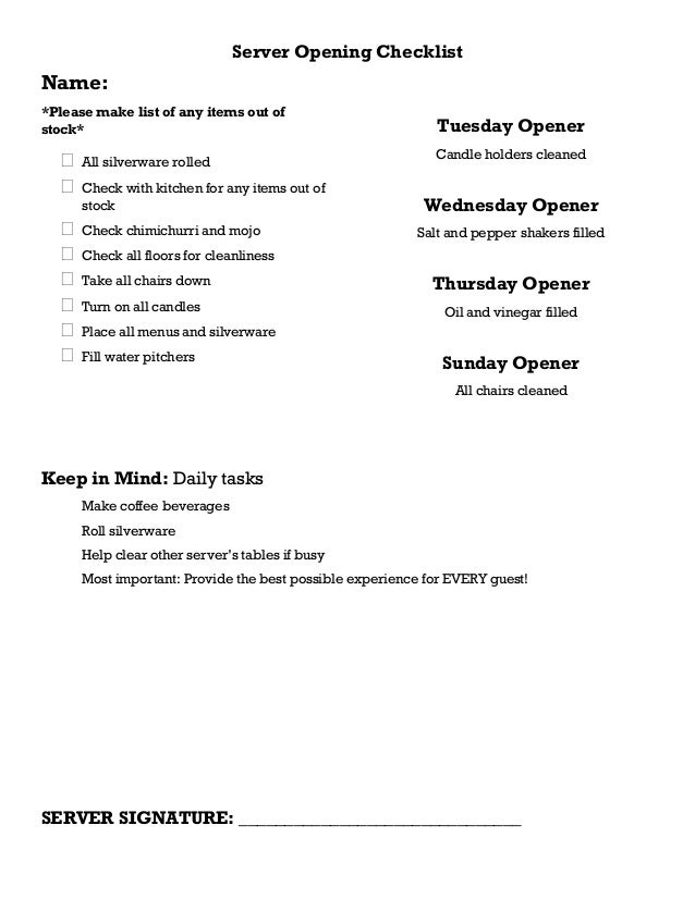 server cleaning checklist docx