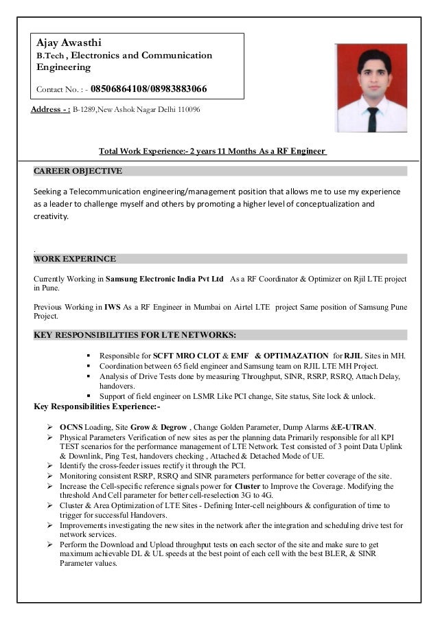 resume 2 sample of objective in a resume