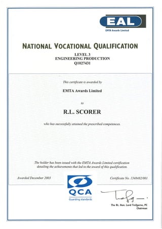 NVQ L3 Engineering Production