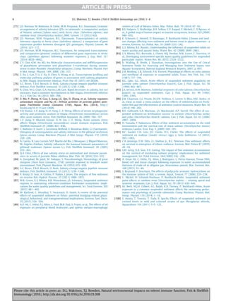 [71] J.D. Norman, M. Robinson, B. Glebe, M.M. Ferguson, R.G. Danzmann, Genomic
arrangement of salinity tolerance QTLs in salmonids: a comparative analysis
of Atlantic salmon (Salmo salar) with Arctic charr (Salvelinus alpinus) and
rainbow trout (Oncorhynchus mykiss), BMC Genom. 13 (2012) 420.
[72] J.D. Norman, M.M. Ferguson, R.G. Danzmann, Transcriptomics of salinity
tolerance capacity in Arctic charr (Salvelinus alpinus): a comparison of gene
expression proﬁles between divergent QTL genotypes, Physiol. Genom. 46
(2014) 123e137.
[73] J.D. Norman, M.M. Ferguson, R.G. Danzmann, An integrated transcriptomic
and comparative genomic analysis of differential gene expression in Arctic
charr (Salvelinus alpinus) following seawater exposure, J. Exp. Biol. 217
(2014) 4029e4042.
[74] C.Y. Choi, K.W. An, M.I. An, Molecular characterization and mRNA expression
of glutathione peroxidase and glutathione S-transferase during osmotic
stress in olive ﬂounder (Paralichthys olivaceus), Comp. Biochem. Physiol. Part
A Mol. Integr. Physiol. 149 (2008) 330e337.
[75] Z. Xu, L. Gan, T. Li, C. Xu, K. Chen, X. Wang, et al., Transcriptome proﬁling and
molecular pathway analysis of genes in association with salinity adaptation
in Nile Tilapia Oreochromis niloticus, PLoS One 10 (2015) e0136506.
[76] S.C. Birrer, T.B.H. Reusch, O. Roth, Salinity change impairs pipeﬁsh immune
defence, Fish Shellﬁsh Immunol. 33 (2012) 1238e1248.
[77] K. Choi, W.G. Cope, C.A. Harms, J.M. Law, Rapid decreases in salinity, but not
increases, lead to immune dysregulation in Nile tilapia, Oreochromis niloticus
(L.), J. Fish Dis. 36 (2013) 389e399.
[78] Z. Ma, P. Zheng, H. Guo, S. Jiang, J.G. Qin, D. Zhang, et al., Salinity regulates
antioxidant enzyme and NaþKþ-ATPase activities of juvenile golden pom-
pano Trachinotus ovatus (Linnaeus 1758), Aquac. Res. (2014), http://
dx.doi.org/10.1111/are.12606.
[79] V.B. Kumar, I.-F. Jiang, H.-H. Yang, C.-F. Weng, Effects of serum on phagocytic
activity and proteomic analysis of tilapia (Oreochromis mossambicus) serum
after acute osmotic stress, Fish Shellﬁsh Immunol. 26 (2009) 760e767.
[80] I.-F. Jiang, V. Bharath Kumar, D.-N. Lee, C.-F. Weng, Acute osmotic stress
affects Tilapia (Oreochromis mossambicus) innate immune responses, Fish
Shellﬁsh Immunol. 25 (2008) 841e846.
[81] C. Bodinier, E. Sucre, L. Lecurieux-Belfond, E. Blondeau-Bidet, G. Charmantier,
Ontogeny of osmoregulation and salinity tolerance in the gilthead sea bream
Sparus aurata, Comp. Biochem. Physiol. A Mol. Integr. Physiol. 157 (2010)
220e228.
[82] A. Cuesta, R. Laiz-Carrion, M.P. Martín del Río, J. Meseguer, J. Miguel Mancera,
M. Angeles Esteban, Salinity inﬂuences the humoral immune parameters of
gilthead seabream (Sparus aurata L.), Fish Shellﬁsh Immunol. 18 (2005)
255e261.
[83] Q-k Chen, Effects of low salinity stress on antioxidant and immune param-
eters in serum of juvenile Nibea albiﬂora, Mar. Fish. 36 (2014) 516e522.
[84] A. Zarejabad, M. Jalali, M. Sudagar, S. Pouralimotlagh, Hematology of great
sturgeon (Huso huso Linnaeus, 1758) juvenile exposed to brackish water
environment, Fish. Physiol. Biochem. 36 (2010) 655e659.
[85] S.C. Birrer, T.B.H. Reusch, O. Roth, Salinity change impairs pipeﬁsh immune
defence, Fish Shellﬁsh Immunol. 33 (2012) 1238e1248.
[86] P. Kemp, D. Sear, A. Collins, P. Naden, I. Jones, The impacts of ﬁne sediment
on riverine ﬁsh, Hydrol. Process. 25 (2011) 1800e1821.
[87] M.K. Grove, G.S. Bilotta, R.R. Woockman, J.S. Schwartz, Suspended sediment
regimes in contrasting reference-condition freshwater ecosystems: impli-
cations for water quality guidelines and management, Sci. Total Environ. 502
(2015) 481e492.
[88] M. Kjelland, C. Woodley, T. Swannack, D. Smith, A review of the potential
effects of suspended sediment on ﬁshes: potential dredging-related physi-
ological, behavioral, and transgenerational implications, Environ. Syst. Decis.
35 (2015) 334e350.
[89] A.O. Ali, C. Hohn, P.J. Allen, L. Ford, M.B. Dail, S. Pruett, et al., The effects of oil
exposure on peripheral blood leukocytes and splenic melano-macrophage
centers of Gulf of Mexico ﬁshes, Mar. Pollut. Bull. 79 (2014) 87e93.
[90] B.S. Halpern, S. Walbridge, K.A. Selkoe, C.V. Kappel, F. Micheli, C. D'Agrosa, et
al., A global map of human impact on marine ecosystems, Science 319 (2008)
948e952.
[91] K. Scheurer, C. Alewell, D. B€anninger, P. Burkhardt-Holm, Climate and land-
use changes affecting river sediment and brown trout in alpine countriesda
review, Environ. Sci. Pollut. Res. 16 (2009) 232e242.
[92] G.S. Bilotta, R.E. Brazier, Understanding the inﬂuence of suspended solids on
water quality and aquatic biota, Water Res. 42 (2008) 2849e2861.
[93] G.S. Bilotta, N.G. Burnside, L. Cheek, M.J. Dunbar, M.K. Grove, C. Harrison, et
al., Developing environment-speciﬁc water quality guidelines for suspended
particulate matter, Water Res. 46 (2012) 2324e2332.
[94] D. Walling, B. Webb, J. Shanahan, Investigations into the Use of Critcal
Sediment Yields for Assessing and Managing Fine Sediment Inputs into
Aquatic Ecosystems, Natural England Research Reports, 2007, p. 007.
[95] J.M. Redding, C.B. Schreck, F.H. Everest, Physiological effects on coho salmon
and steelhead of exposure to suspended solids, Trans. Am. Fish. Soc. 116
(1987) 737e744.
[96] R.G. Lake, S.G. Hinch, Acute effects of suspended sediment angularity on
juvenile coho salmon (Oncorhynchus kisutch), Can. J. Fish. Aquat. Sci. 56
(1999) 862e867.
[97] J.A. Servizi, D.W. Martens, Sublethal responses of coho salmon (Oncorhynchus
kisutch) to suspended sediments, Can. J. Fish. Aquat. Sci. 49 (1992)
1389e1395.
[98] J.M. Chapman, C.L. Proulx, M.A.N. Veilleux, C. Levert, S. Bliss, M.E. Andre, et
al., Clear as mud: a meta-analysis on the effects of sedimentation on fresh-
water ﬁsh and the effectiveness of sediment-control measures, Water Res. 56
(2014) 190e202.
[99] R.V. Galbraith, E.A. MacIsaac, J.S. Macdonald, A.P. Farrell, The effect of sus-
pended sediment on fertilization success in sockeye (Oncorhynchus nerka)
and coho (Oncorhynchus kisutch) salmon, Can. J. Fish. Aquat. Sci. 63 (2006)
2487e2494.
[100] H. Yamada, F. Nakamura, Effects of ﬁne sediment accumulation on the redd
environment and the survival rate of masu salmon (Oncorhynchus masou)
embryos, Landsc. Ecol. Eng. 5 (2009) 169e181.
[101] B.C. Suedel, C.H. Lutz, J.U. Clarke, D.G. Clarke, The effects of suspended
sediment on walleye (Sander vitreus) eggs, J. Soils Sediments 12 (2012)
995e1003.
[102] C.A. Jennings, E.W. Dilts, J.L. Shelton Jr., R.C. Peterson, Fine sediment affects
on survival to emergence of robust redhorse, Environ. Biol. Fishes 87 (2010)
43e53.
[103] S.M. Greig, D.A. Sear, P.A. Carling, The impact of ﬁne sediment accumulation
on the survival of incubating salmon progeny: implications for sediment
management, Sci. Total Environ. 344 (2005) 241e258.
[104] A. Omar-Ali, C. Hohn, P.J. Allen, J. Rodriguez, L. Petrie-Hanson, Tissue PAH,
blood cell and tissue changes following exposure to water accommodated
fractions of crude oil in alligator gar, Atractosteus spatula, Mar. Environ. Res.
108 (2015) 33e44.
[105] S. Reynaud, P. Deschaux, The effects of polycyclic aromatic hydrocarbons on
the immune system of ﬁsh: a review, Aquat. Toxicol. 77 (2006) 229e238.
[106] C. Michel, H. Schmidt-Posthaus, P. Burkhardt-Holm, Suspended sediment
pulse effects in rainbow trout (Oncorhynchus mykiss) e relating apical and
systemic responses, Can. J. Fish. Aquat. Sci. 70 (2013) 630e641.
[107] B.I. Berli, M.J.H. Gilbert, A.L. Ralph, K.B. Tierney, P. Burkhardt-Holm, Acute
exposure to a common suspended sediment affects the swimming perfor-
mance and physiology of juvenile salmonids, Comp. Biochem. Physiol. Mol.
Integr. Physiol. 176 (2014) 1e10.
[108] S. Awata, T. Tsuruta, T. Yada, K. Iguchi, Effects of suspended sediment on
cortisol levels in wild and cultured strains of ayu Plecoglossus altivelis,
Aquaculture 314 (2011) 115e121.
D.L. Makrinos, T.J. Bowden / Fish  Shellﬁsh Immunology xxx (2016) 1e88
Please cite this article in press as: D.L. Makrinos, T.J. Bowden, Natural environmental impacts on teleost immune function, Fish  Shellﬁsh
Immunology (2016), http://dx.doi.org/10.1016/j.fsi.2016.03.008
 
