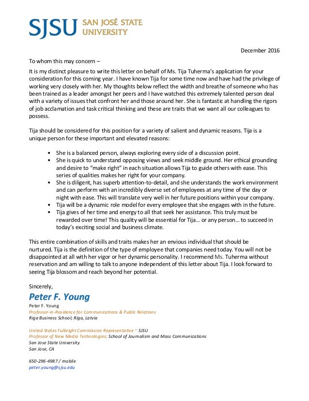 reference leter_peter f young sjsu letter of recommendation