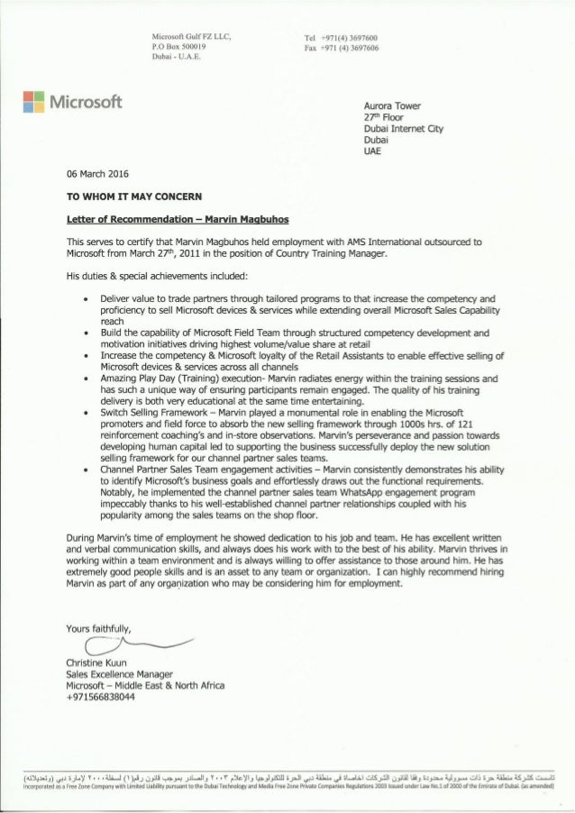 recommendation letter from microsoft letter from microsoft