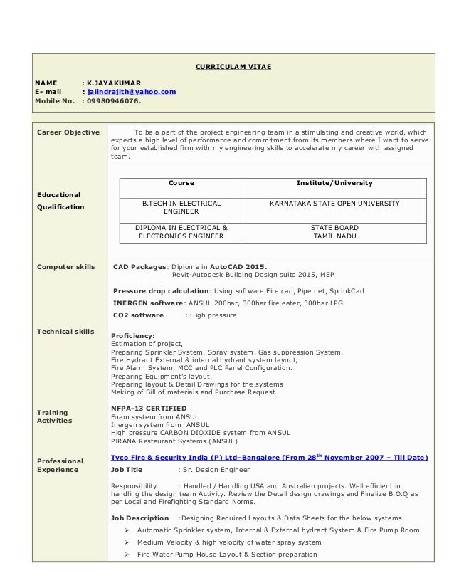 Cv Of Jayakumar Lat