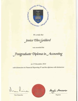 UCT PGDA Certificate