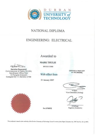 National Diploma Certificate