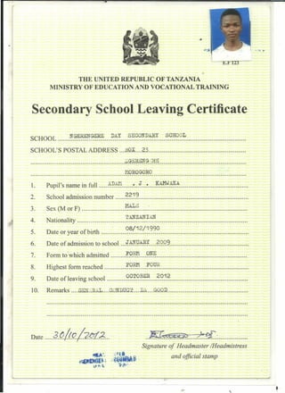 Secondary school Leaving Certificate PDF