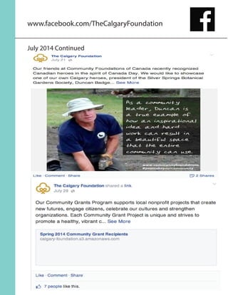 July 2014 Continued
www.facebook.com/TheCalgaryFoundation
 