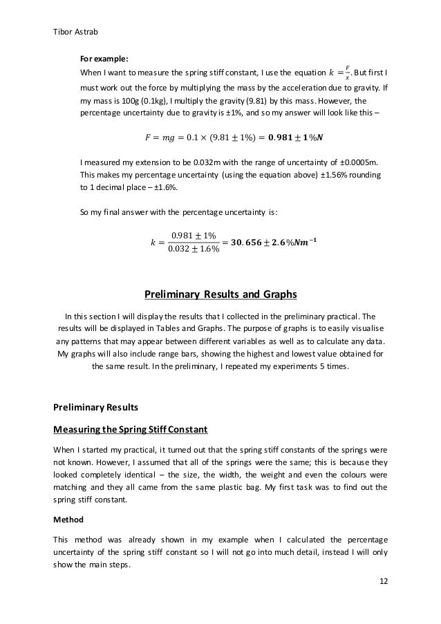 Ideas for physics coursework