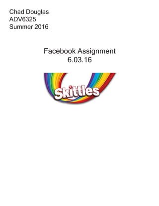 Facebook Assignment
6.03.16
Chad Douglas
ADV6325
Summer 2016
 