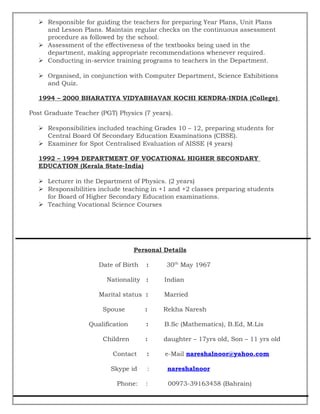 Naresh Kumar CV PDF Naresh Kumar CV PDF
