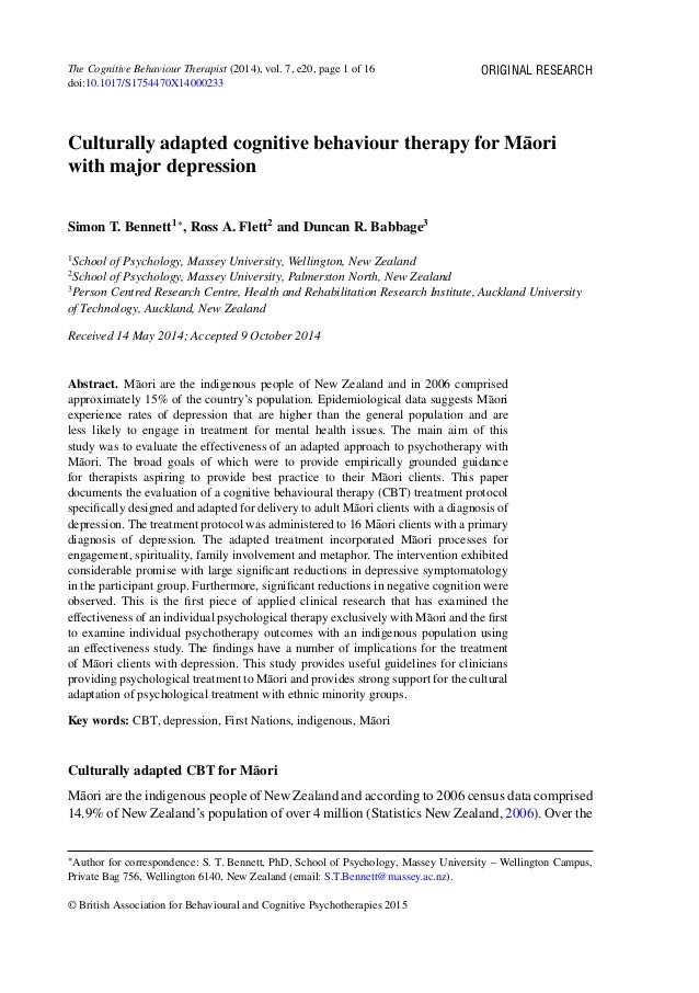 Bennett et al 2014 The CBT Bennett et al 2014 The CBT