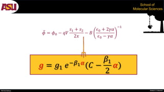 PhD Oral Defense Shobeir K. S. Mazinani
School of
Molecular Sciences
𝜙 = 𝜙0 − 𝑞𝑉
𝑠1 + 𝑠2
2𝑥
− 𝐵
𝜖0 + 2𝛾𝛼
𝜖0 − 𝛾𝛼
−1
 