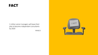 1 million senior managers will leave their
jobs to become independent consultants
by 2020
MBA&CO
FACT
 