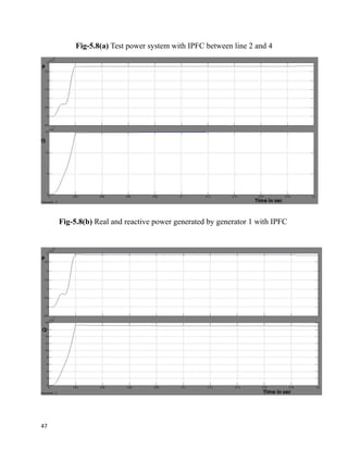 Fig-5.8(a) Test power system with IPFC between line 2 and 4
Fig-5.8(b) Real and reactive power generated by generator 1 with IPFC
47
 