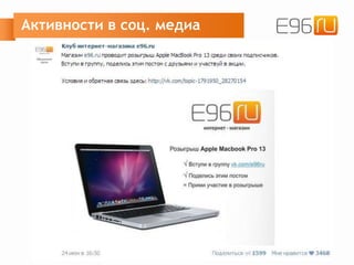 Активности в соц. медиа
 