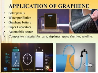 • Solar panels
• Water purifiction
• Graphene battery
• Super Capacitors
• Automobile sector
• Composites material for cars, airplanes, space shuttles, satellite.
15
 