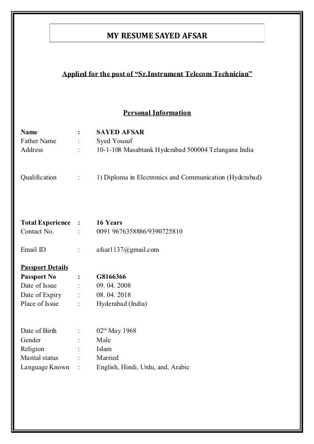 oil gas sr inst tel technician cv communication technician resume