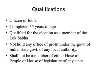 eligibility for president of india