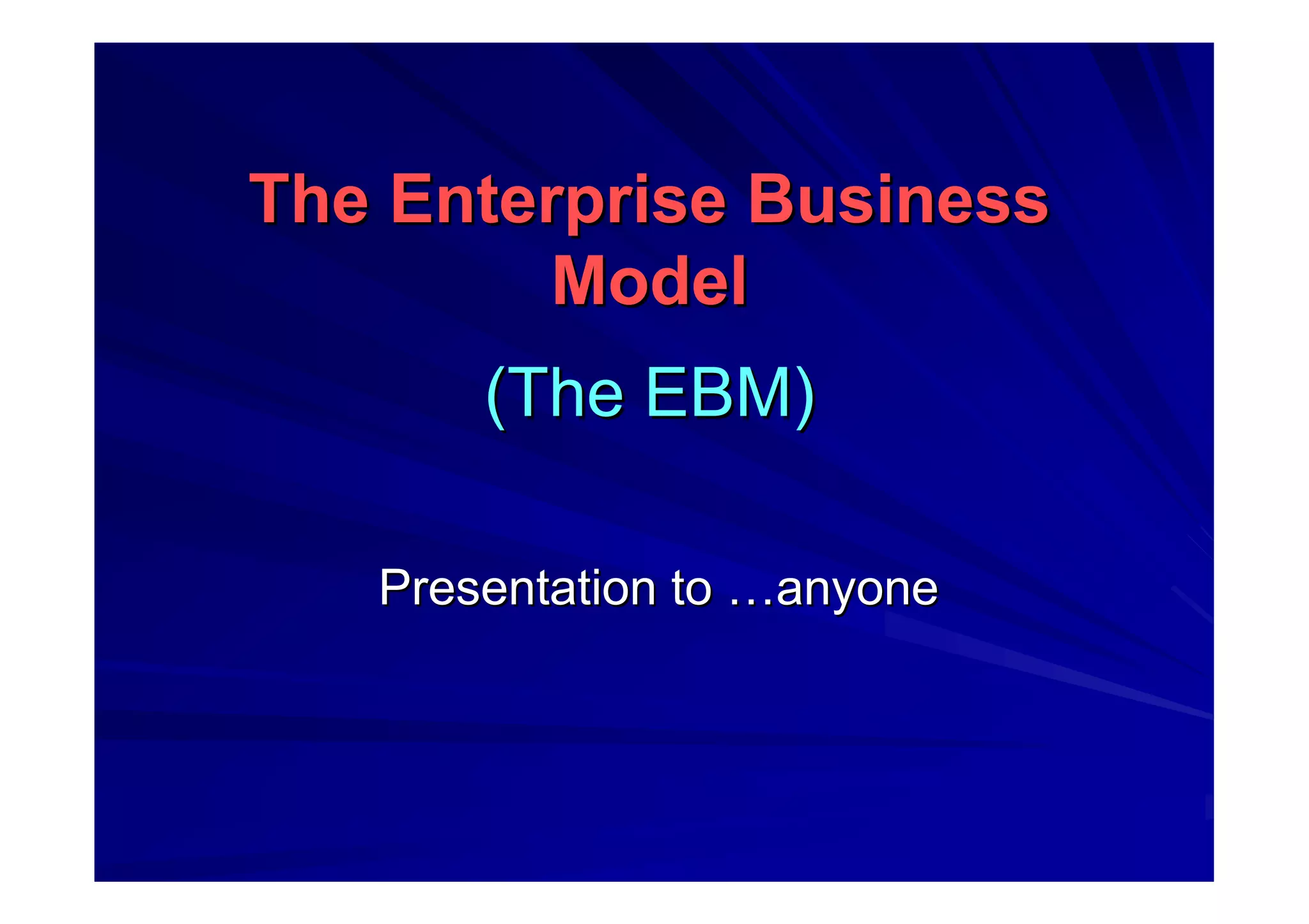 The Enterprise BusinessThe Enterprise Business
ModelModel
(The EBM)(The EBM)
Presentation toPresentation to ……anyoneanyone
 