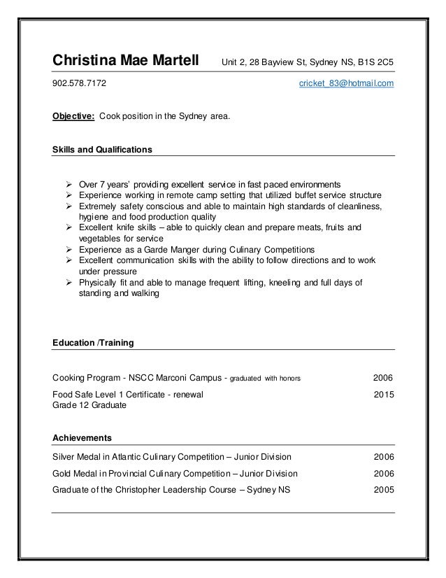 martell cook resume 2016 cv template for volunteer work