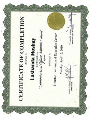 00009033-4200100021-73433236 Lashanda Certificate office Administration
