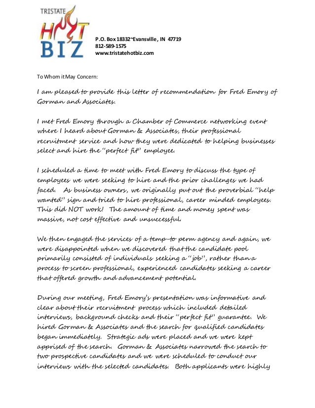 gorman associates letter of recommendation emory letter of recommendation