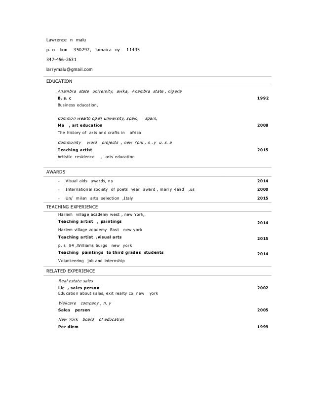teaching artist resumes