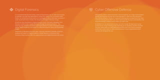 Digital Forensics
It is a fundamental fact that today, nearly all businesses rely on web technologies
to operate, and with that dependency comes the reality of an increased cyber
threat. To combat that threat and/or to investigate incidents that have occurred in
order to prevent future threats, the discipline of Digital Forensics is key.
At QA we have developed a ‘digital forensics track’ that takes delegates from
forensic fundamentals, mobile forensics through to advanced topics. This
learning track enables individuals and organisations to utilise investigative tools,
gather ‘digital evidence’ and report in a way that ensures clarity and actionable
insight.
Delivered on Windows and Linux labs, covering methods to identify, preserve,
analyse and report on digital artefacts, mobile devices, e-discovery and
recovery, these courses offer the opportunity to put digital forensics into action.
Cyber Offensive Defence
Designed to deliver advanced skills in ethical hacking, our range of penetration
testing and hacking courses set a new standard in cyber security education.
Our training utilises a ‘hands on’ approach allowing you to experience the most
common hacking tools which we use to demonstrate the true vulnerabilities that
many technology vendors would rather you didn’t see.
In addition, for our advanced courses, we now include 30 days post course
access to our virtual ‘Hacking Labs’ allowing you to develop, practice and test
out your cyber skills in a dedicated environment. So if you need to develop
world class cyber defence skills and techniques in your organisation these
courses are designed for you.
 