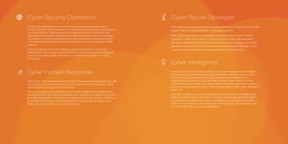 Cyber Security Operations
Our Security Operations Curriculum delivers security operations training
through hands-on technical experience needed to respond to security incidents
and vulnerabilities. These courses are designed to enable individuals and
organisations to improve operational security, leverage the security operations
centre (SOC) analyst and understand the specialist training techniques used in
vulnerability management and security information event management (SIEM)
platforms.
Including specific courses on malware, reverse engineering, vulnerability
management and encryption and delivered in a technology agnostic approach
means we are able to offer training that is independent to vendor or cloud
technology.
Cyber Intelligence
Open Source Cyber Intelligence (OSCI) is fast becoming an essential toolset
of the cyber security analyst and digital investigator. With the modern cyber
criminals’ ever increasing ability to utilise peoples ‘digital footprints’ to
compromise organisations, it is a vital component in cyber defence to fully
understand the extent that our cyber-enabled world leaks data which could put
you and your organisation at risk. This is the foundation of the cyber intelligence
tradecraft.
Our cyber intelligence courses provide the skills to become more effective by
utilising a highly practical approach to learning, allowing delegates the time to
explore and understand core subject areas deeply, including the Dark Web,
Cyber Crime in Business, protecting your online footprint, along-side the core
courses of Open Source Cyber Intelligence.
Cyber Incident Response
QA’s Cyber Crisis Management and Incident Response training provides the vital
skills for your business leaders and specialists to lead and manage the unique
challenges brought about by a ‘cyber crisis’.
By providing both public and closed cyber crisis management training we can
provide the skills, tools and techniques to help manage and mitigate risks across
the whole organisation. In addition, our unique ‘Cyber Labs’ provide a safe place
to simulate and role play resolution scenarios, meaning that we deliver both
theory and practice ensuring maximum learning.
Cyber Secure Developer
The majority of successful cyber-attacks depend on exploiting a few well-
known common vulnerabilities in code and systems.
With QA’s Cyber Secure Developer curriculum you can learn how to
‘design in’, rather than ‘bolt on’ security to your system development
lifecycle. Suitable for software developers, business analysts and other
professionals working across the technical development lifecycle these
courses help organisations develop with security top of mind.
 