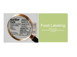Food Labeling
Melissa Dolan
Communication of Contemporary Issues
2/4/2016
 