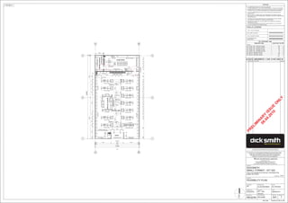 North
AMENDMENTS - 'I' AND 'O' NOT USEDNo DATE BY
A XX/XX/XX FIRST ISSUE XXX/XXX
A
A
1 1
STORE ROOM
RETAIL AREA
400
2 2
B
B
WINDOW DISPLAY
ENTRANCE
EAS EAS
CEILINGBULKHEADOVER
SERVICECOUNTER
SIGNAGE PANEL OVER
STAFF
TABLE
3 3
900 1800 900
WINDOW DISPLAY
1800940120094012009401200940120094012009405095600
495 1200 3255 1000 800 1000 3255 1200 495
LAPTOPS
LAPTOPS
FEATURE AISLE
STORAGE RACKING
PACKING
BENCH
STAFF SINK HEAVY DUTY RACKING
1430-END1430-END1430-END1430-END
1430-END1430-END1430-END1430-END1430-END1430-END
CUSTOM WOOD
BOX
MALL
DVR
LAPTOPS
LAPTOPS
2400 - GREY TELEVISIONS 2400 - BLACK (5) 2400 - GREY
2400-GREY2400-GREY
1430 - DBL - GREY
1430 - DBL - GREY
1430 - DBL - GREY
1430 - DBL - GREY
2400-GREY2400-GREY
1800940120094013704885137094012609402895600
150 4550 3600 4550 150
PROM.
PROM.
1430 - DBL - GREY
1430 - DBL - GREY
1430 - DBL - GREY
1430 - DBL - GREY1430 - DBL - GREY
1430 - DBL - GREY
DESKSAFE
HEAVY DUTY RACKING
HEAVYDUTYRACKING
STORAGERACKING
STORAGERACKING
NOTICEBOARDS
SECURESTORAGE
HEAVY DUTY RACKING
1200 - BLACK
1200 - BLACK
1200-DBL-BLACK
1400
EDB
13000
1800
SERVICECOUNTER
ENTRY
ALUMINIUM CLADDING WALL
WITH TRELLIS DOOR STACKING
2800
49580052258005225800505
PROM.
1000
115012001150
HANGING SIGN
CENTERED OVER
HANGING SIGN
CENTERED OVER
HANGING SIGN
CENTERED OVER
CEILING PROFILE OVER
1060
SIGN OVER
SIGN OVER
SIGN OVER
SIGN OVER
SIGN OVER
SIGN OVER
SIGN OVER
SIGN OVER
SIGN OVER
SIGN OVER
SIGN OVER
SIGNOVER
2610261026102610
NOTICEBOARD
FILE CAB.
150 12700 150
1501230012000
24450
2290 100
MESH CAGE WITH
MESH DOOR
90mm STEEL STUD WALL
WALL TYPE & THICKNESS
150mm CONCRETE PANELS
WALLS LEGEND
ALL EXISTING WALLS
SHOWN SOLID
DS - FOOTAGES - PRE
Equipment Type Linear Feet No Off
Trading
DS - Gondola - DBL - 1430 (Grey): Add Bay 120 0
DS - Gondola - DBL - 1430 (Grey): Start Bay 60 0
DS - Gondola - End - 1430 (Grey): End Unit 30 0
DS - Gondola - SGL - 1200 (Black): Add Bay 15 0
DS - Gondola - SGL - 1200 (Black): Start Bay 9 0
DS - Wall Unit - 2400 (Black): Add Bay 15 0
DS - Wall Unit - 2400 (Grey): Add Bay 126 0
DS - Wall Unit - 2400 (Grey): Start Bay 9 0
384 0
DRAWING :
PROJECT No. :
DRAWN BY :
PROJECT MGR :REGION No :
PROJECT :
ABN. 88 000 014 675
1 WOOLWORTHS WAY BELLA VISTA NSW 2153
PO BOX 8000 BAULKHAM HILLS NSW 2153
TELEPHONE (02) 8885 0000 FACSIMILE (02) 8885 0308
EXPOSED VENT PIPES WILL NOT BE PERMITTED IN AMENITIES, OFFICES &
PREPARATION AREAS.
INSTALLATION OF COMPACTOR TO BE CONFIRMED BY DICKSMITH LIMITED.
DEVELOPER TO ALLOW FOR SERVICES, CONCRETE SLAB, WALL PENETRATIONS
AND SCREEN WALL.
ALL PLINTH DIMENSIONS & DETAILS TO BE PROVIDED BY REFRIGERATION
CONTRACTOR.
THIS DRAWING TO BE READ IN CONJUNCTION WITH ELECTRICAL, MECHANICAL,
HYDRAULIC, DETAIL STANDARD DRAWINGS AND CONSTRUCTION SUMMARY.
A FEATHERED EDGE BRASS STRIP SHALL BE PROVIDED AT ALL JUNCTIONS
OF VINYL FLOORING AND CONCRETE SLAB.
EXTERNAL METALWORK SPECIFIED AS GALVANISED SHALL BE HOT DIPPED
GALVANISED TO CONFORM TO AUSTRALIAN STANDARDS.
*
*
*
*
*
*
ALL DIMENSIONS, SIZES, ETC, ARE IN MILLIMETERS.
FIGURED DIMENSIONS TO BE USED IN PREFERENCE TO SCALING OF DRAWING.
*
NOTES
COPYRIGHT OF THIS DOCUMENT REMAINS WITH WOOLWORTHS LIMITED.
NO PART OF THIS DOCUMENT MAY BE REPRODUCED OR COPIED IN ANY
FORM OR BY ANY MEANS (GRAPHIC, ELECTRONIC OR MECHANICAL,
INCLUDING PHOTOCOPYING, RECORDING TAPE OR INFORMATION
RETRIEVAL SYSTEMS) WITHOUT WRITTEN PERMISSION.
Plot Date
©
1:100 @ A1
STORE No.
PR
ELIM
IN
A
R
Y
ISSU
E
O
N
LY
06.04.2010
OOLWORTHS IMITEDW L
DICKSMITH
DATE :
AMEND. No :
DESIGN MGR :
DWG. No :
SCALE :
KIT ISSUE :
THIS DRAWING IS FOR DESIGN GUIDANCE ONLY. FINAL DETAILS MUST MEET SITE
CONDITIONS, RELEVANT AUTHORITIES AND APPLICABLE BUILDING STANDARDS.
TYPE THE ADDRESS IN PROJECT INFORMATION
UNDER SETTINGS
7/04/2010 2:56:41 PM
As indicatedMD
??????
REGION PM NAME
SMALL FORMAT - KIT 300
FEASIBILITY PLAN
????
06/04/2010
?A01
ALAN MHANNA
KIT - 300
mm/yyyy
 