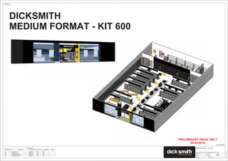 1:100 @ A1
PRELIMINARY ISSUE ONLY
06.04.2010
Drawn by
Date
Project number
ScaleChecked by
7/04/20102:45:05PM
TYPE THE ADDRESS IN PROJECT INFORMATION UNDER SETTINGS
COVER PAGE
??????
MEDIUM FORMAT - KIT 600
06/04/2010
MD
A00
AM
DICKSMITH
MEDIUM FORMAT - KIT 600
DRAWING LIST
Sheet Number Sheet Name Sheet Issue Date Drawn By Checked By Issued
A00 COVER PAGE 06/04/2010 MD AM
A01 FEASIBILITY PLAN 06/04/2010 MD AM
A02 DECOR FLOOR PLAN 06/04/2010 MD AM
A03 REFLECTED CEILING PLAN 06/04/2010 MD AM
A04 DECOR ELEVATIONS 06/04/2010 MD AM
 