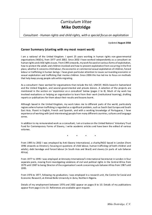 mike dottridge cv august