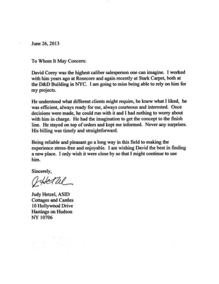 DCorey Judy Hetzel letter