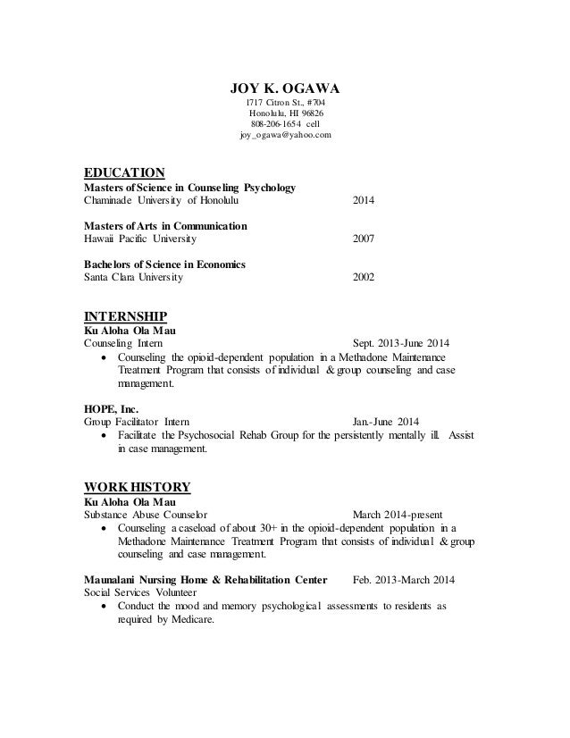 counseling resume