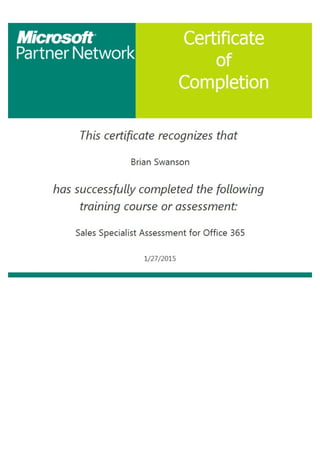 Swanson Certificate Sales Specialist