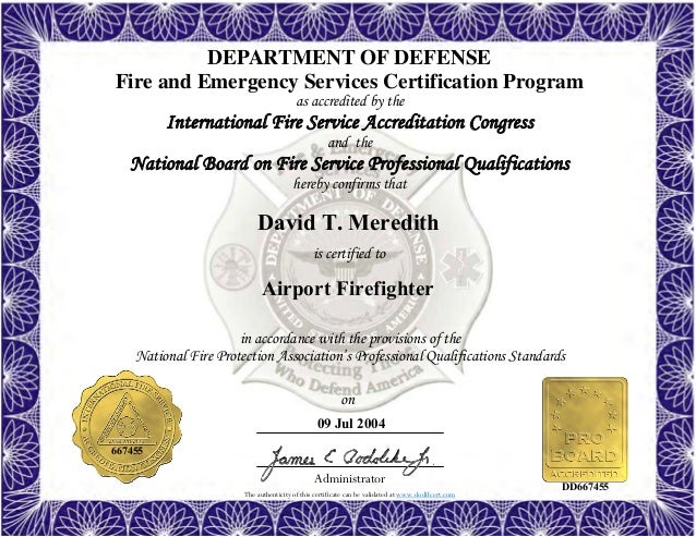 firefighter certificate