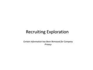 Recruiting Exploration 
Certain Information has Been Removed for Company Privacy  