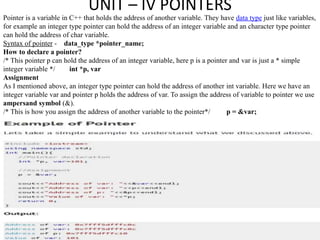 C++ - UNIT_-_IV.pptx which contains details about Pointers | PPTX ...