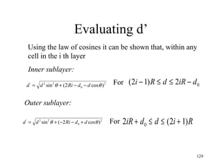 Evaluating d’ Using the law of cosines it can be shown that, within any cell in the i th layer For For Inner sublayer: Outer sublayer: 